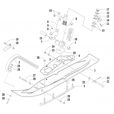 SKI AND SPINDLE ASSEMBLY