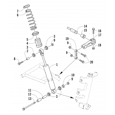 SHOCK ABSORBER AND SWAY BAR ASSEMBLY