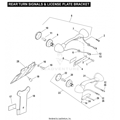 REAR TURN SIGNALS & LICENSE PLATE BRACKET