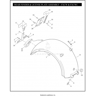 REAR FENDER & LICENSE PLATE ASSEMBLY - FXCW & FXCWC