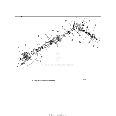 DRIVE TRAIN, FRONT GEARCASE, INTERNALS - A25SVE95PG (101305)