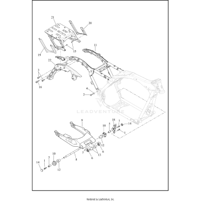 FRAME AND FORK, REAR  AND TOUR-PAK SUPPORT