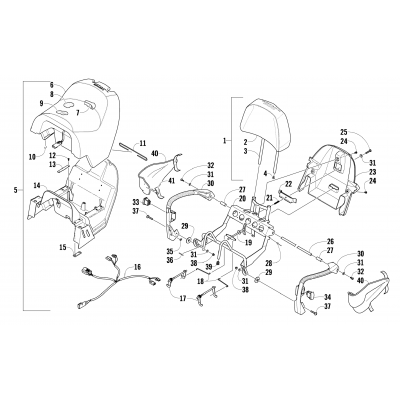 PASSENGER SEAT AND BACKREST ASSEMBLY