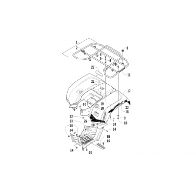 REAR RACK, BODY PANEL, AND FOOTWELL ASSEMBLIES