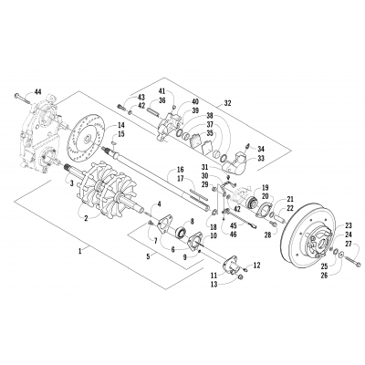 DRIVE TRAIN SHAFT AND BRAKE ASSEMBLIES