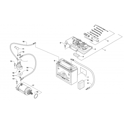 BATTERY AND STARTER ASSEMBLY