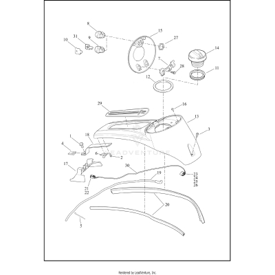 CONSOLE, FUEL TANK - FLHT, FLHTK, FLHX, FLHXS, FLTRK, FLTRX AND FLTRXS