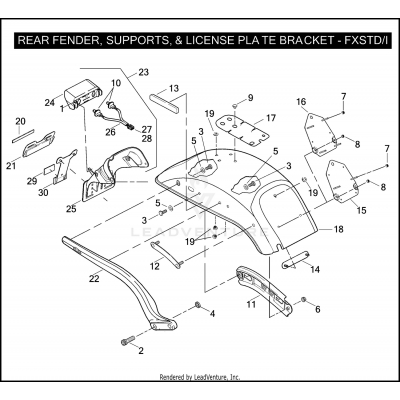 REAR FENDER, SUPPORTS, & LICENSE PLATE BRACKET - FXSTD/I