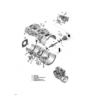 01- Crankcase And Water Pump - 600 E-TEC