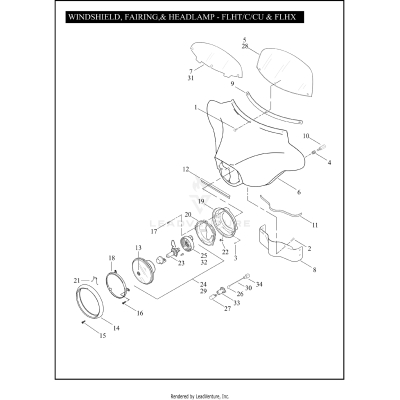 WINDSHIELD, FAIRING, & HEADLAMP - FLHT/C/CU & FLHX