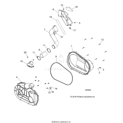 DRIVE TRAIN, CLUTCH COVER AND DUCTING - A17DAH57A5 (100525)