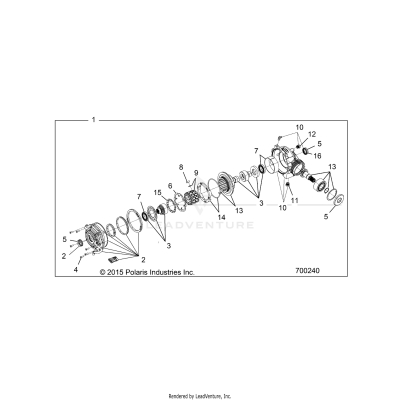 DRIVE TRAIN, FRONT GEARCASE INTERNALS - A17DAH57A5 (700240)