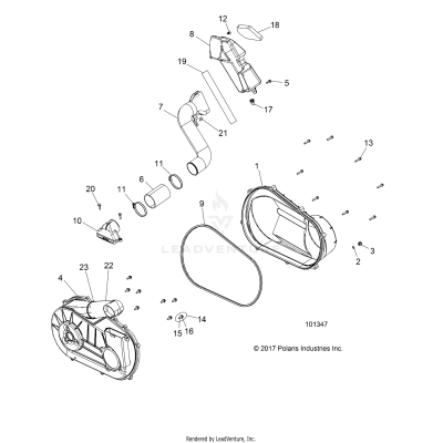 DRIVE TRAIN, CLUTCH COVER AND DUCTING - A19DAE57D5 (101347)