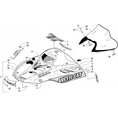 HOOD AND WINDSHIELD ASSEMBLY