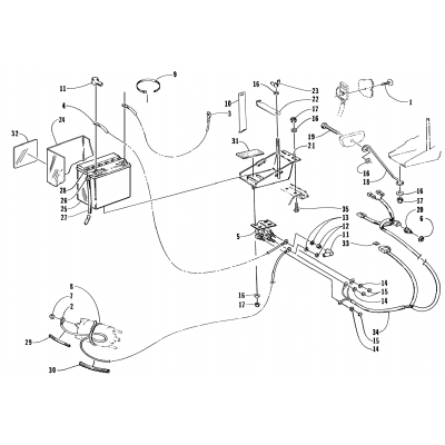 ELECTRIC START - BATTERY, SOLENOID, AND CABLES