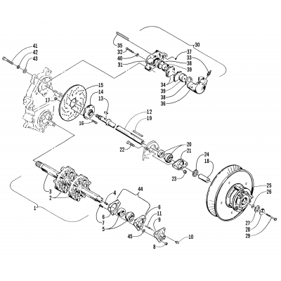 DRIVE TRAIN SHAFTS AND BRAKE ASSEMBLIES