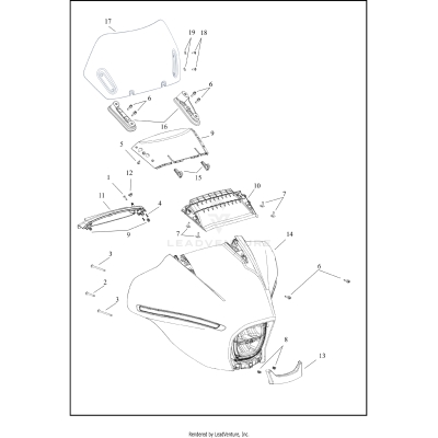 WINDSHIELD, FAIRING AND HEADLAMP - FLHLT