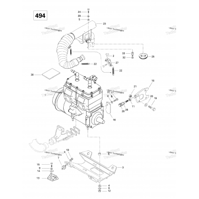 Engine Support And Muffler (494)
