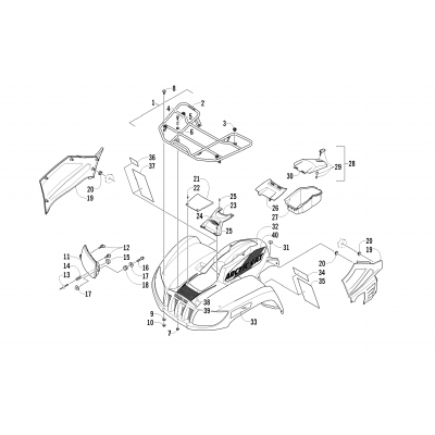 FRONT RACK, BODY PANEL, AND HEADLIGHT ASSEMBLIES