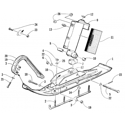 SKI AND SPINDLE ASSEMBLY