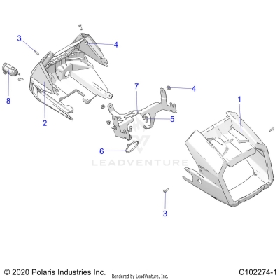 BODY, HEADLIGHT POD - A25SYY95AH (C102274-1)