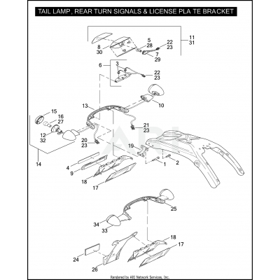 TAIL LAMP, REAR TURN SIGNALS, & LICENSE PLATE     BRACKET