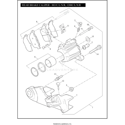 REAR BRAKE CALIPER - 883/C/L/N/R, 1200C/L/N/R