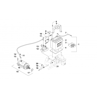 BATTERY AND STARTER MOTOR ASSEMBLY