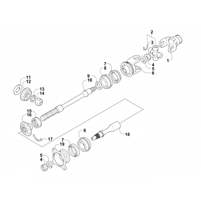 SECONDARY DRIVE ASSEMBLY (ENGINE SERIAL NO. Up to 0700A60010049)