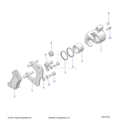 BRAKES, BRAKE CALIPER, FRONT - A23SHE57FS/S57FS/CS/CP/ES/EP (C0211533)