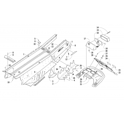 TUNNEL, REAR BUMPER, AND TAILLIGHT ASSEMBLY