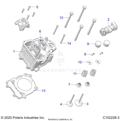 ENGINE, CYLINDER HEAD, CAM and VALVES - A25SEG50B1/B3 (C102228-3)