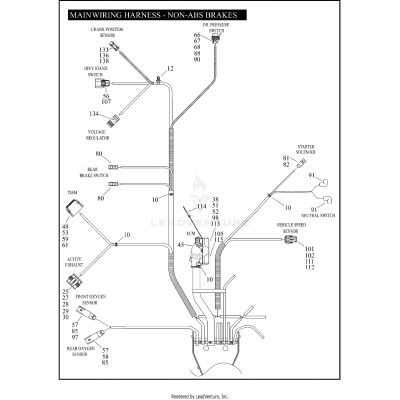 MAIN WIRING HARNESS - NON-ABS BRAKES - FLHP & FLHPE (5 OF 5)