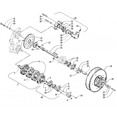 DRIVE TRAIN SHAFTS AND BRAKE ASSEMBLIES