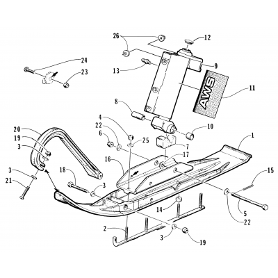 SKI AND SPINDLE ASSEMBLY