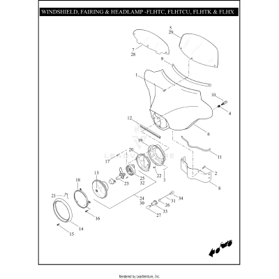 WINDSHIELD, FAIRING & HEADLAMP - FLHTC, FLHTCU, FLHTK & FLHX