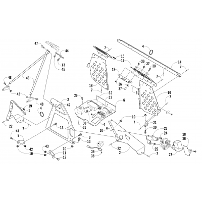 FOOTREST AND STEERING SUPPORT ASSEMBLY