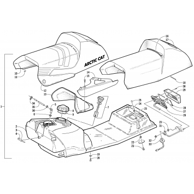 GAS TANK, SEAT, AND TAILLIGHT ASSEMBLY