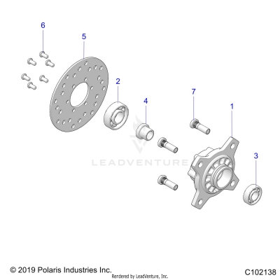 WHEELS, FRONT HUB AND BRAKE DISK - A25HBA07B5/B7 (C102138)