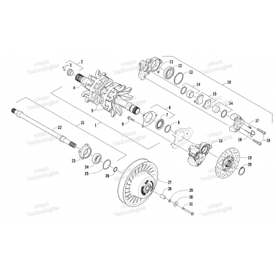 DRIVE TRAIN SHAFTS AND BRAKE ASSEMBLIES