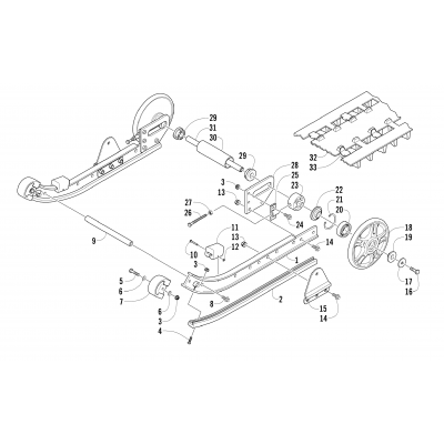 SLIDE RAIL, IDLER WHEELS, AND TRACK ASSEMBLY