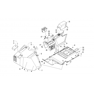 FRONT CONSOLE AND FLOOR PANEL ASSEMBLY