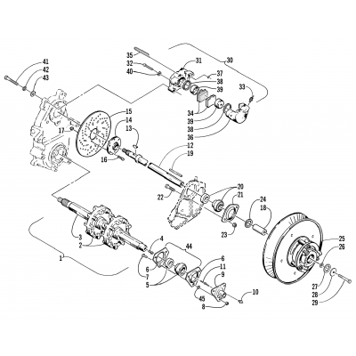 DRIVE TRAIN SHAFTS AND BRAKE ASSEMBLIES