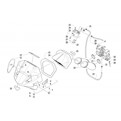 AIR SILENCER, CARBURETOR, AND FUEL PUMP ASSEMBLY