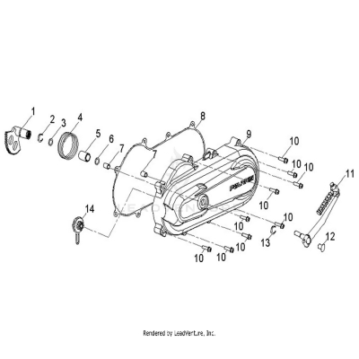 ENGINE, CLUTCH COVER and KICK START - A19YAK05B7/B6 (49ATVCRANKCASECVRLH09OUT50)