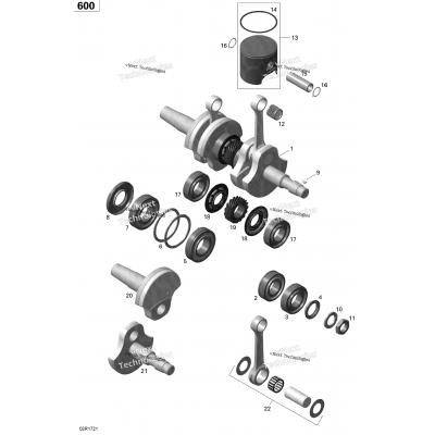 Crankshaft And Pistons - 600 Carb