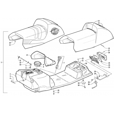 GAS TANK, SEAT, AND TAILLIGHT ASSEMBLY