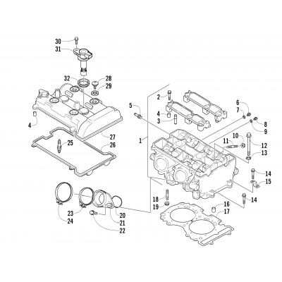 CYLINDER HEAD AND INTAKE FLANGE ASSEMBLY