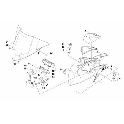 WINDSHIELD AND INSTRUMENTS ASSEMBLIES