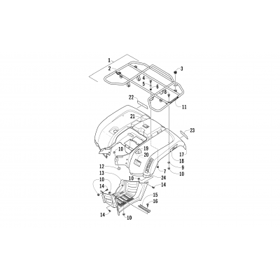 REAR RACK, BODY PANEL, AND FOOTWELL ASSEMBLIES